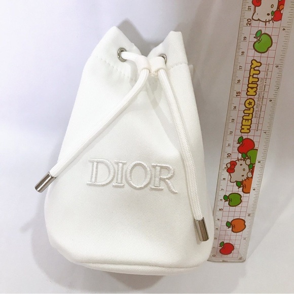 Brand New! Dior Pure finely embossed white drawstring bucket pouch - Picture 1 of 16